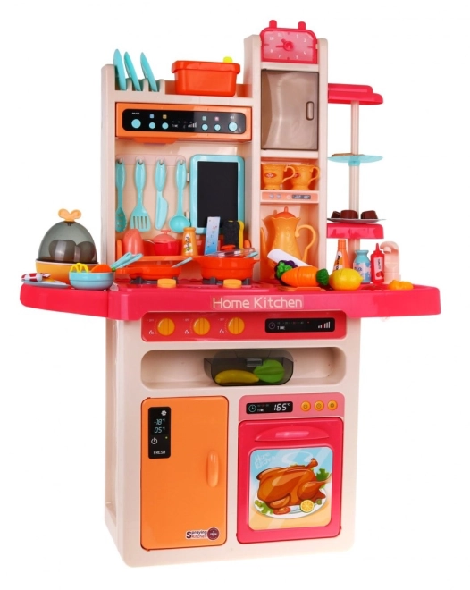 Cucina Blu per Bambini con Rubinetto e Piano Cottura a Vapore – rosa