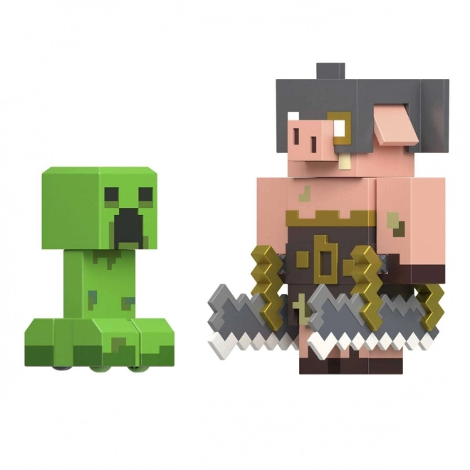 Set di figure Minecraft Legends Creeper contro Piglin