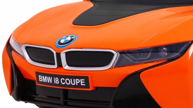 Auto a Batteria BMW I8 Lift Arancione + Telecomando + Partenza Lenta + Cinture a 3 Punti + MP3 USB + LED
