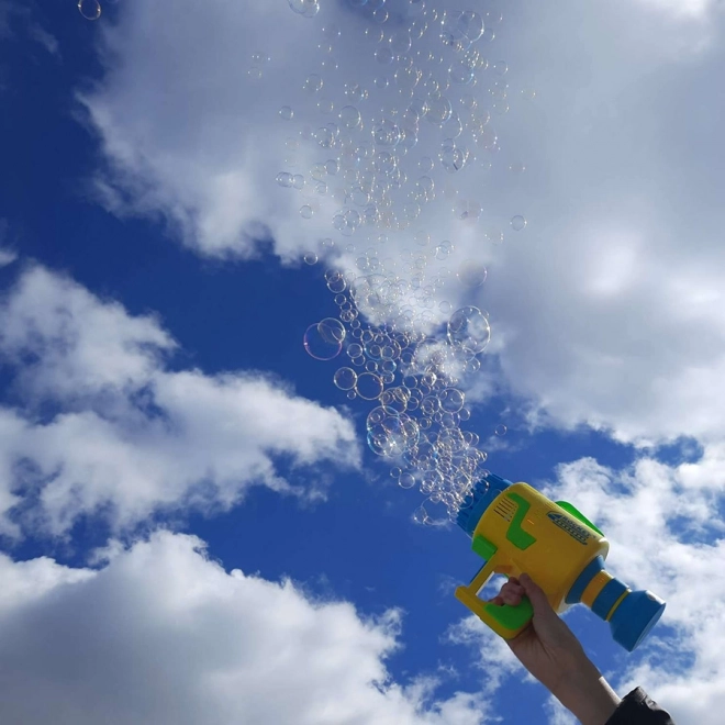 Pistola per bolle di sapone con luci gialle