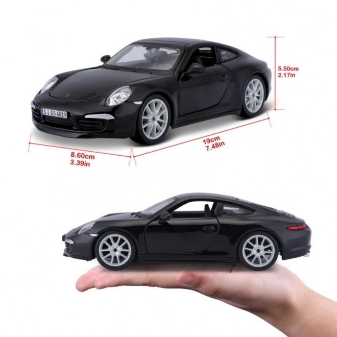 Modello in metallo Porsche 911 Carrera S Nero 1/24