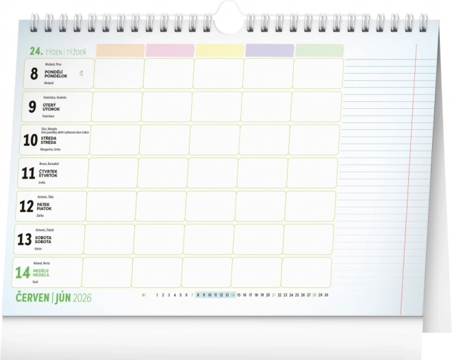 Calendario planner familiare settimanale Notique con gancio 2026