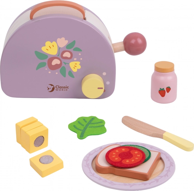 Tostapane da colazione in legno con accessori 13 pezzi