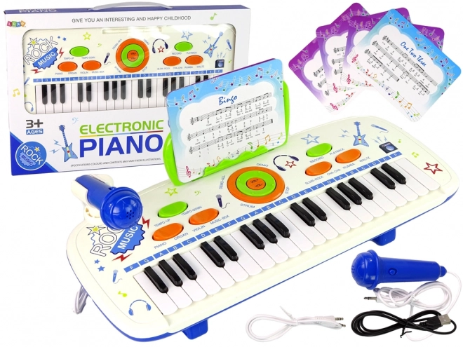 Pianoforte Elettrico per Bambini con USB e MP3 Blu