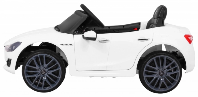 Maserati Ghibli batteria per bambini Bianco + Telecomando + Avvio lento + EVA + MP3 USB + LED