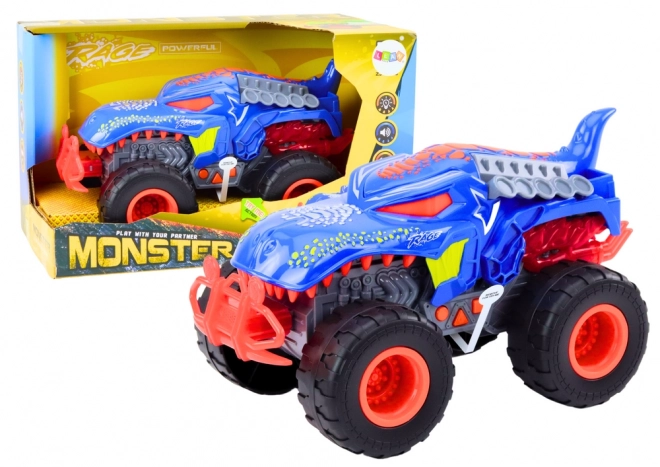 Auto jeep dinosauro Velociraptor con luci e suoni blu