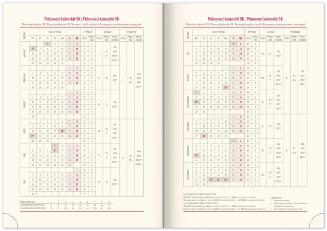 Agenda settimanale rosa 2025