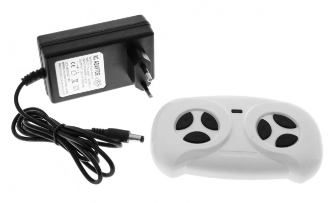 GT Macchina sportiva giocattolo a batteria per bambini blu + telecomando + partenza lenta + portapacchi + LED MP3