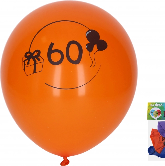 Palloncini con il numero 60, 30 cm, mix di colori, confezione da 5 pezzi