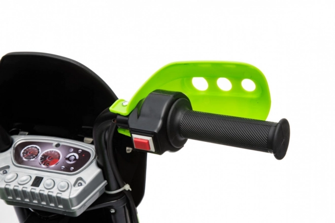 Moto elettrico per bambini verde con luci LED e ruote opzionali