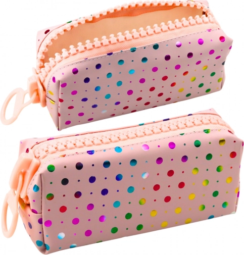 Astuccio scolastico Grandi pois rosa con grande cerniera