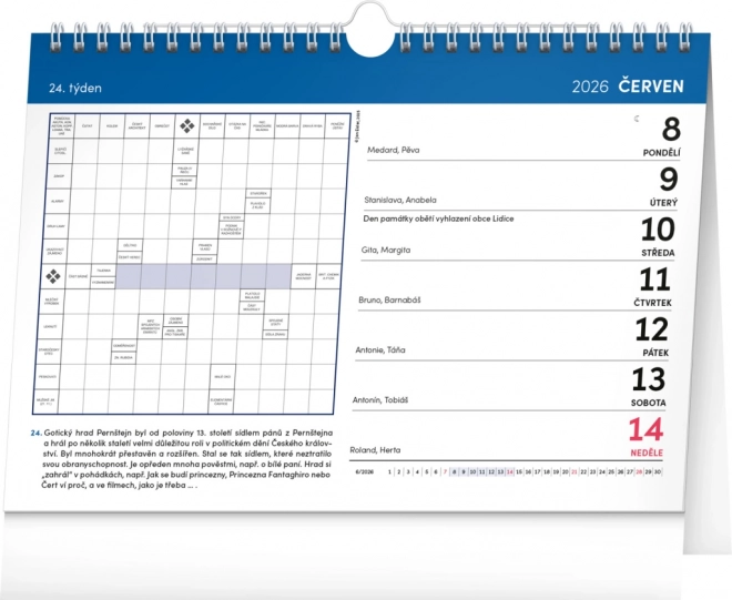 Calendario da tavolo con cruciverba 2026