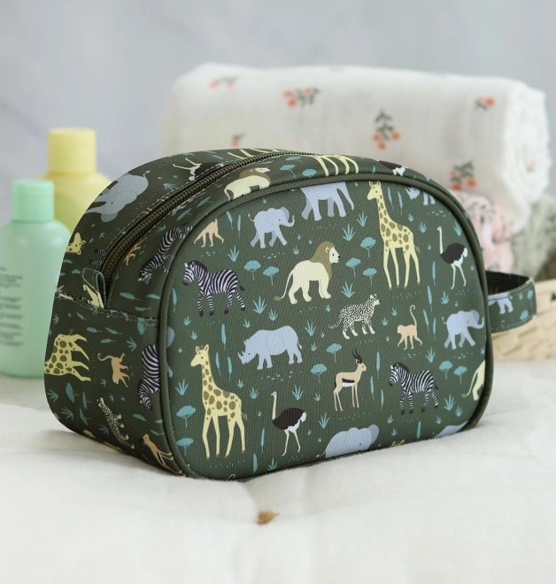 A Little Lovely Company - Borsa da Toilette con Animali della Savana