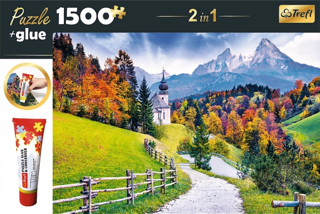 Puzzle 2 in 1 Chiesa Maria Gern, Baviera 1500 pezzi con colla