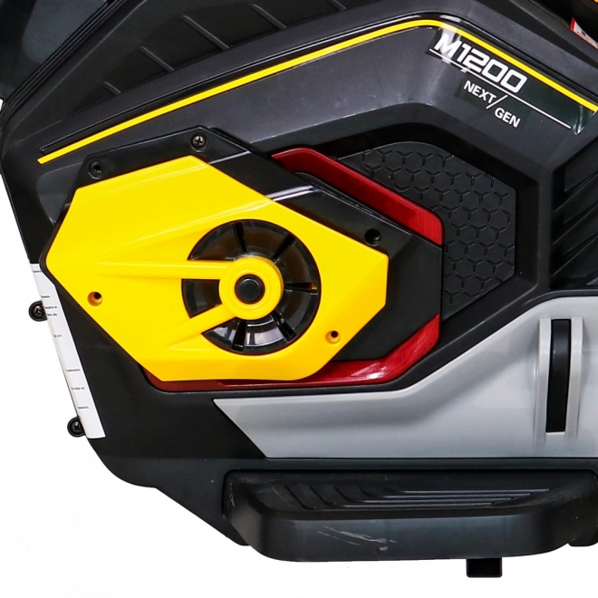 Futura motocicletta per bambini a batteria gialla + Pannello Audio + Avvio lento + Ruote EVA