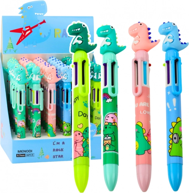 Penna multicolore per bambini con figura di dinosauro