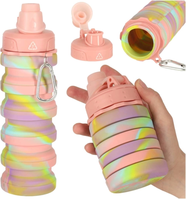Bottiglia d'acqua sportiva pieghevole in silicone 500ml arcobaleno