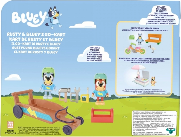 Figurine Bluey Gokart con 2 cagnolini