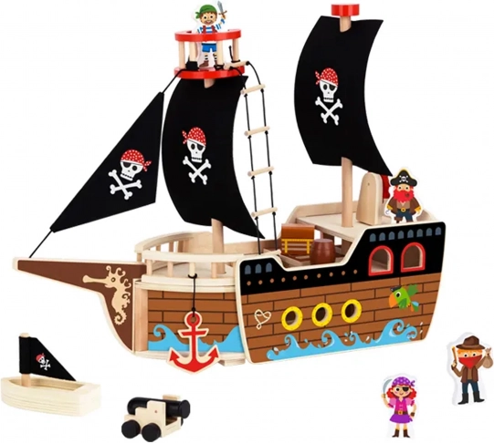 Nave pirata in legno con figurine Tooky Toy