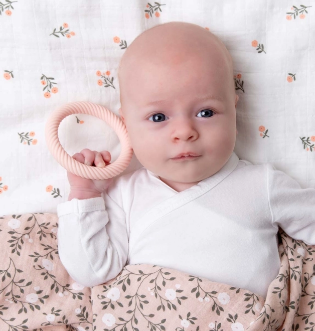 A Little Lovely Company Dentizione in silicone con foglie 2 pezzi – Fragole con panna