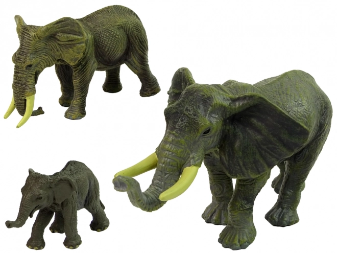 Set di figure animali selvatici africani elefanti e tigri