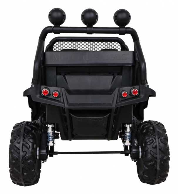 Mercedes Benz Unimog per bambini nero + trazione 4x4 + telecomando + vano bagagli + avvio lento + MP3 LED