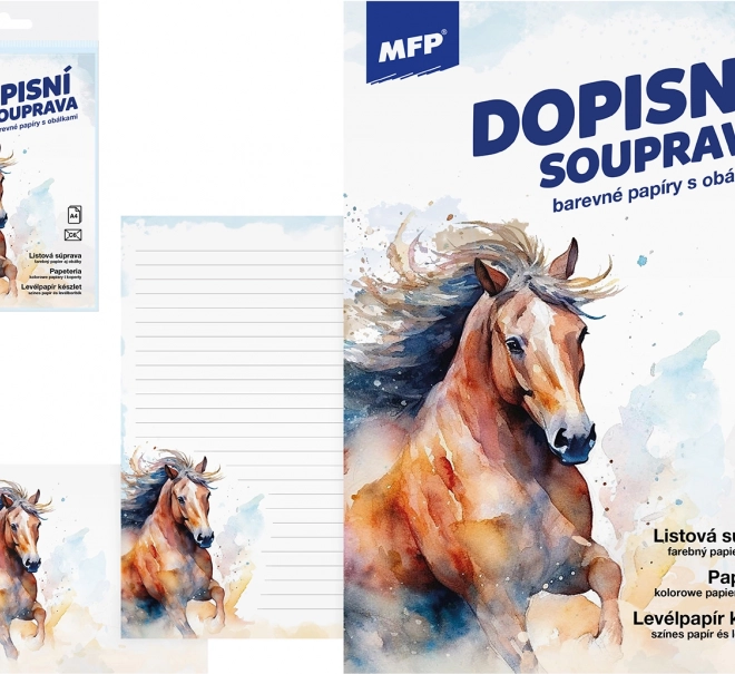 Carta da lettere con motivo di cavallo - set colorato