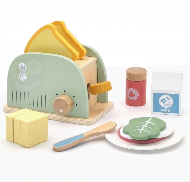 Set colazione tostapane in legno in colori pastello di Tooky Toy