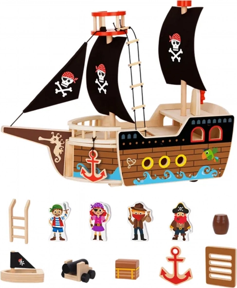 Nave pirata in legno con figurine Tooky Toy