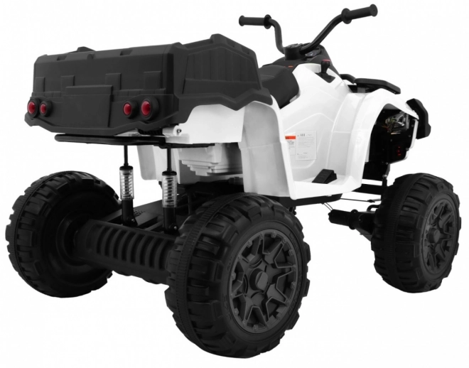 Quad XL a batteria per bambini bianco + trazione 4x4 + portabagagli + avvio lento + EVA + LED audio