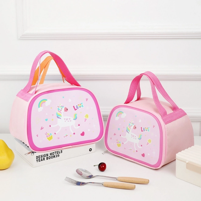 Borsa termoisolante per pranzo con unicorno rosa 23cm