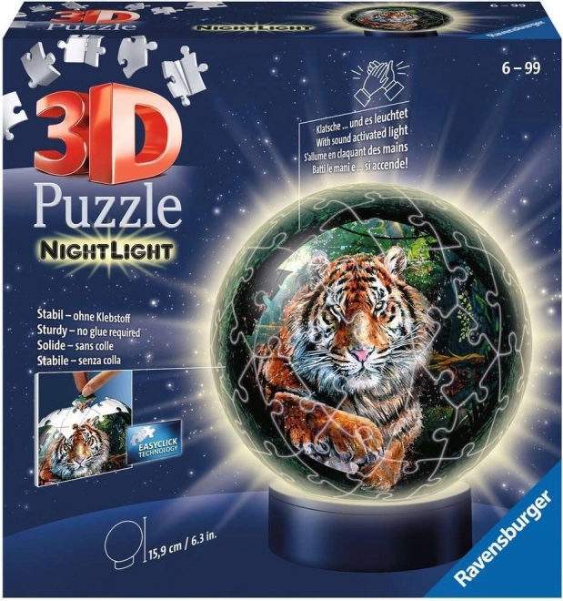 Puzzleball 3D luminoso tigre 72 pezzi