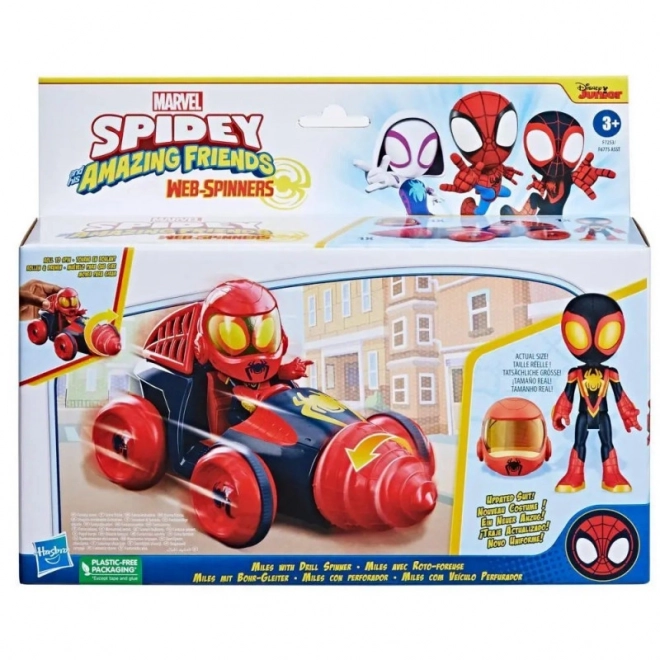 Figura con veicolo Spidey Miles Drill Spinner