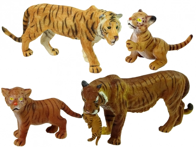 Set di figure animali selvatici africani elefanti e tigri