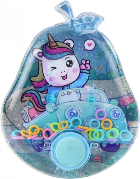 Gioco d'acqua tascabile con motivo decorato di unicorni