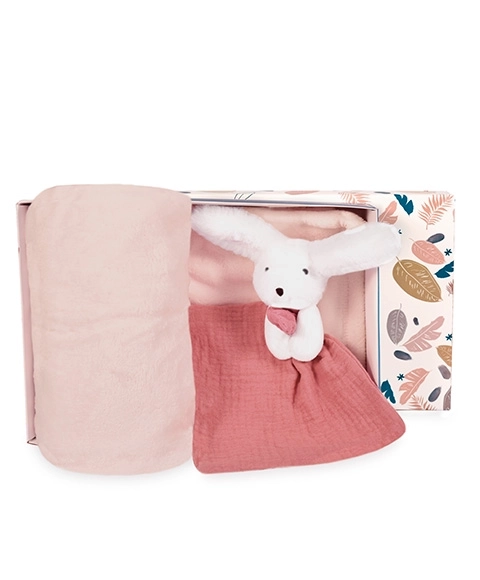 Set regalo con coperta e doudou coniglio