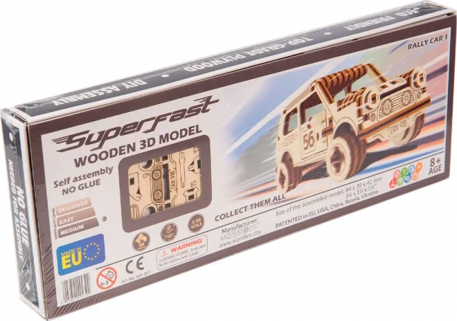 Puzzle 3D in Legno - Modello Auto da Rally