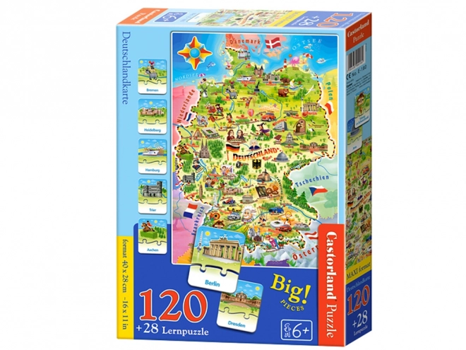 Puzzle educativi mappa della Germania con 120 pezzi più quiz e puzzle Castorland