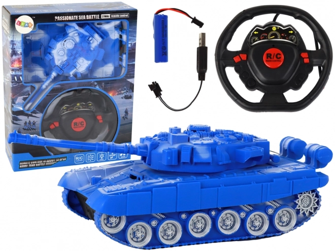 Carro Armato Telecomandato con Luci e Suoni Blu 1:18