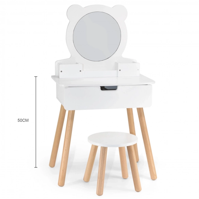 Toeletta in legno con sgabello per bambini
