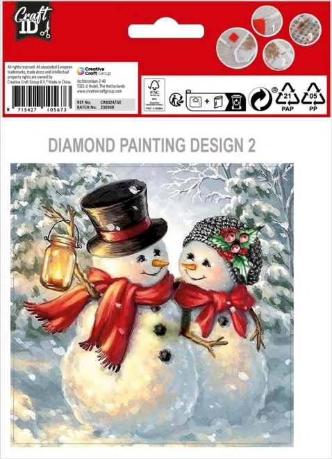 Biglietti di Natale con pittura diamantata - Albero e Pupazzi di Neve