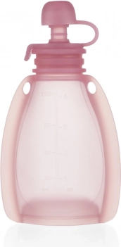 Sacchetta ricaricabile in silicone per alimenti per bambini, Rosa Trasparente