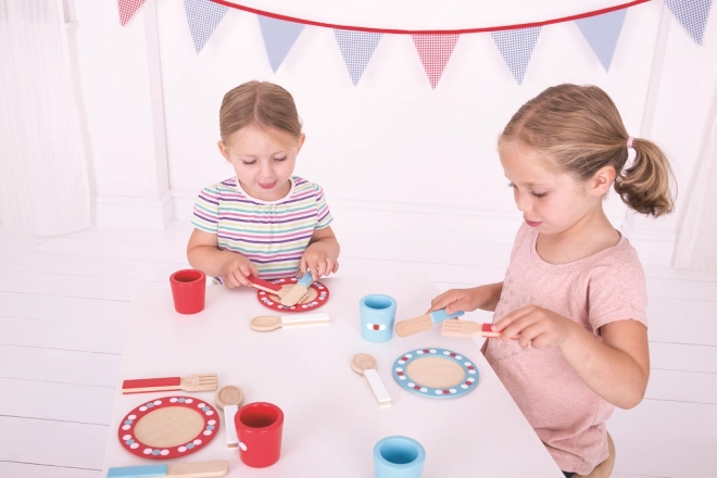 Set da pranzo in legno con pois