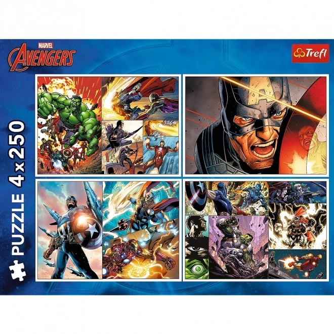 Puzzle 4 x 250 pezzi Giorni eroici Avengers