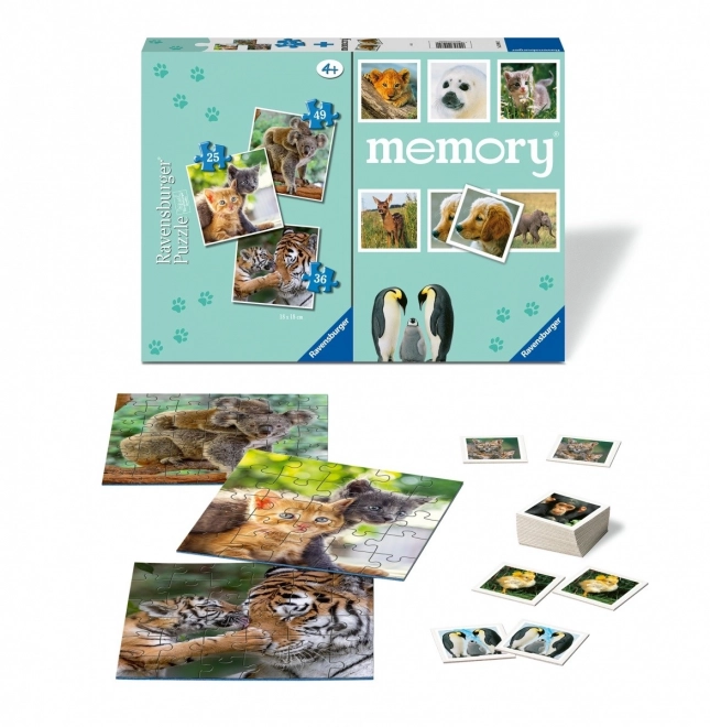 Puzzle 3 in 1 animali memory di Ravensburger