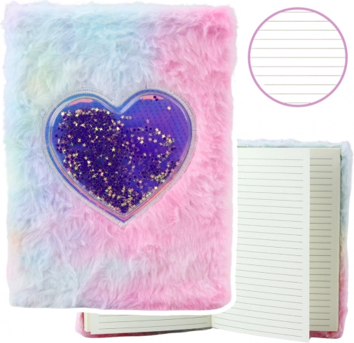 Taccuino in peluche pastello cuore con stelle