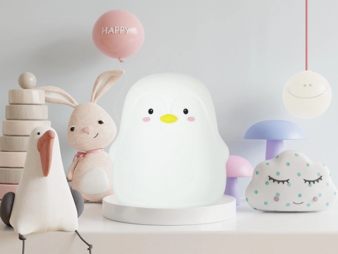 Lampada notturna a forma di pinguino, LED in silicone per bambini