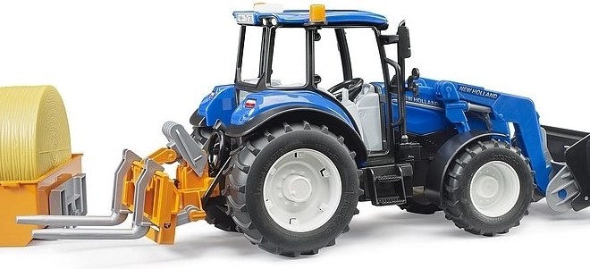 Trattore Bruder New Holland T5.120 con caricatore frontale e cassone