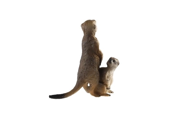 Suricata con cucciolo in plastica scura 8 cm