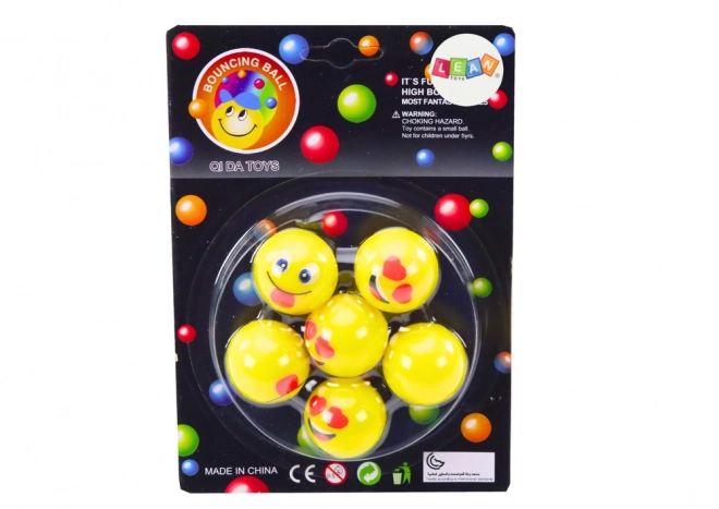 Set di palline rimbalzanti Emoji gialle - 6 pezzi